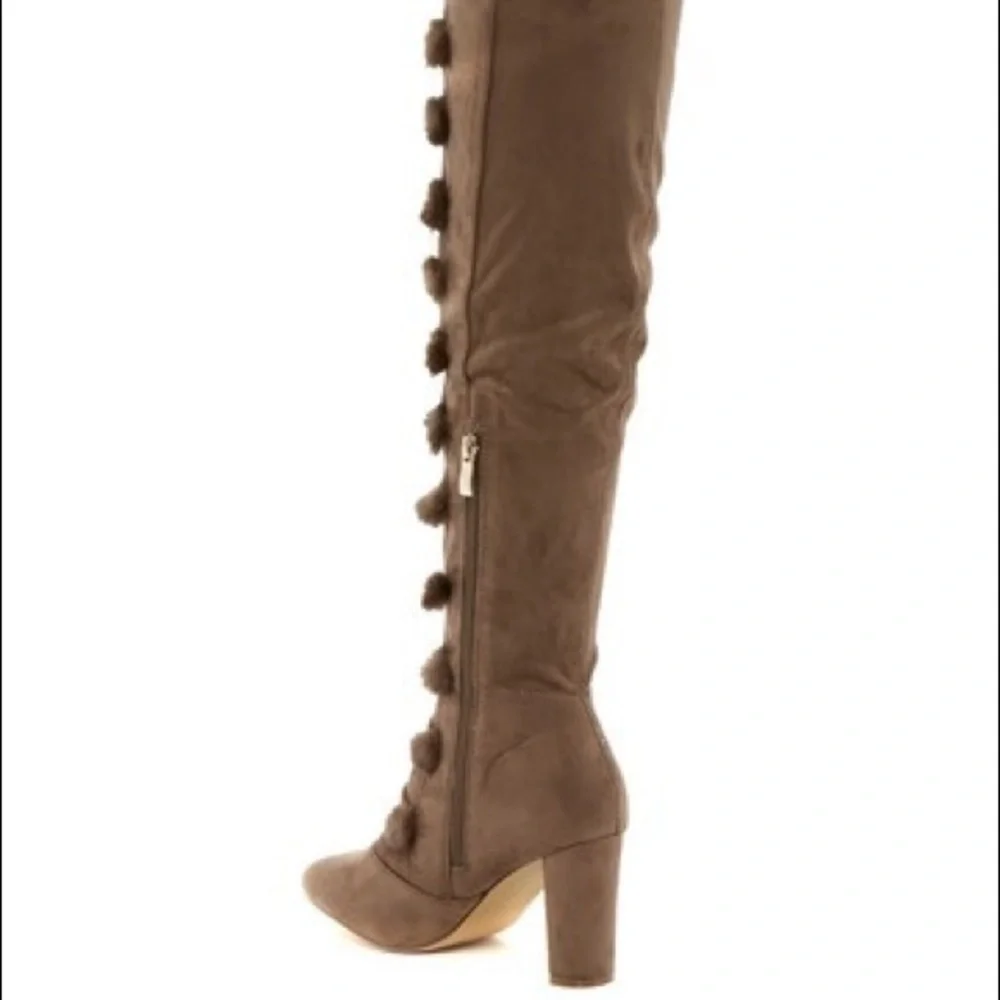 Stevey Faux Fur Pom Pom Knee High Boots